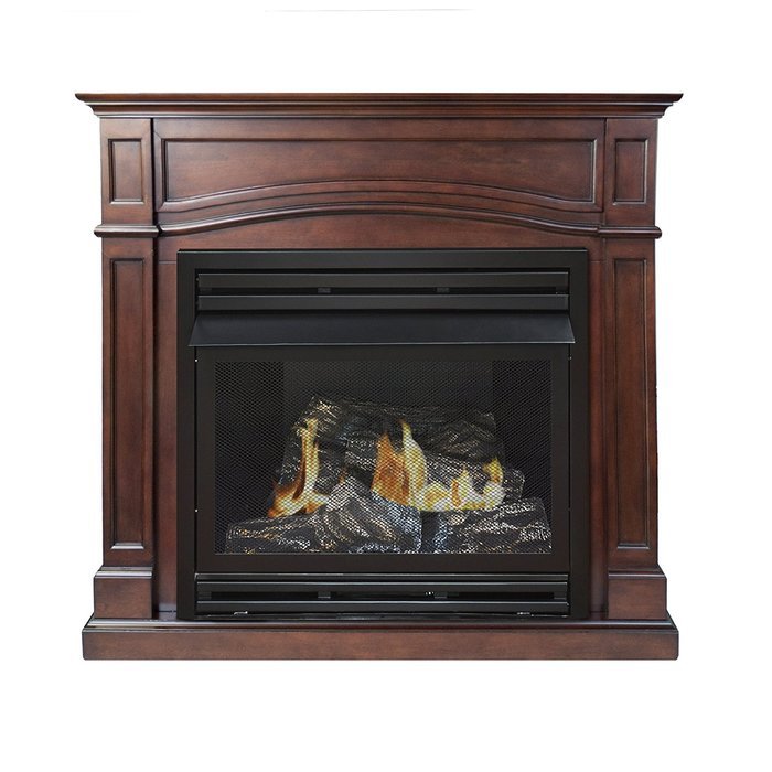 Pleasant Hearth Vent-Free Dual Fuel Fireplace, 45-Inch, Cherry
