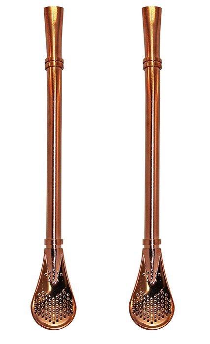 2 Yerba Supply Yerba Mate Tea Bombilla Gourd Drinking Straws Filtered (Rose Gold)