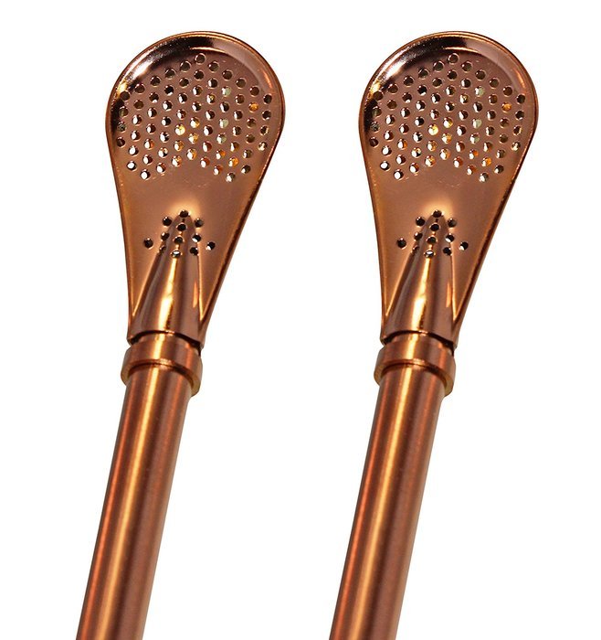2 Yerba Supply Yerba Mate Tea Bombilla Gourd Drinking Straws Filtered (Rose Gold) N2