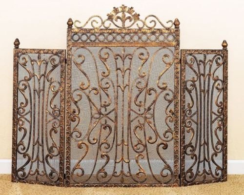FIREPLACE SCREENS - "WOBURN ABBEY" FIREPLACE SCREEN - BURNISHED GOLD FINISH