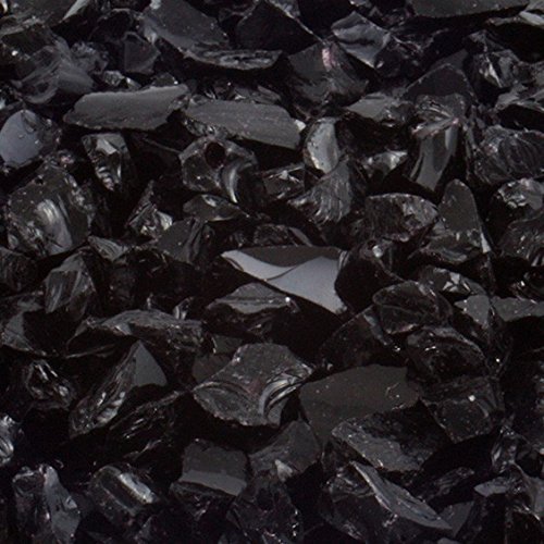 Fire Glass for Fire Pits Black 1/4" Fireplace Glass Pellets (40Lbs) N2
