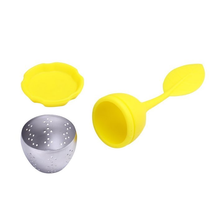 Orange Silicone Loose Leaf Tea Infuser Strainer Filter With Drip Tray N2