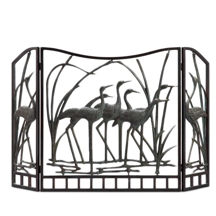 SPI Home Crane Flock Aluminum Fireplace Screen