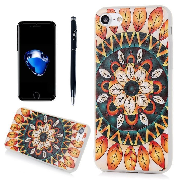 iPhone 7 Case (4.7"), YOKIRIN Printed 3D Relief Mandala Flowers Slim Fit Soft Flexible TPU Rubber Gel Anti Scratch... N5