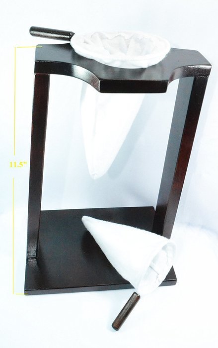 Ticoland Chorreador,Costa Rica Handmade Wooden Stand Coffee Maker, Included:1 Large+1 Medium Size Reusable Cloth... N2