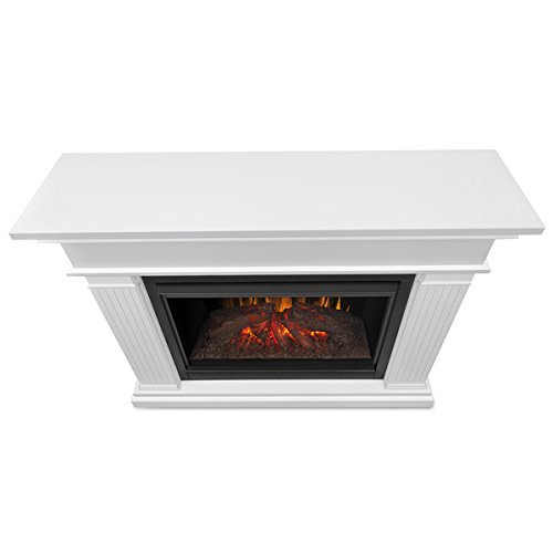 Solid Wood and Veneered MDF Kennedy Grand Electric 55.5'' Fireplace, Ultra-Bright LED, 1500W Infrared Heater,... N5