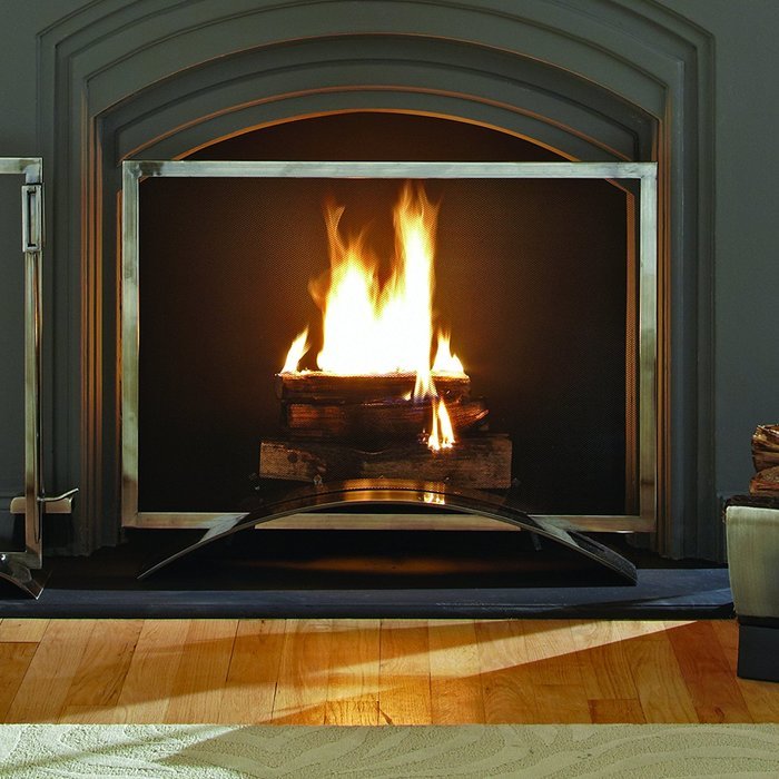 Pleasant Hearth Plated Pewter Fireplace Screen N2