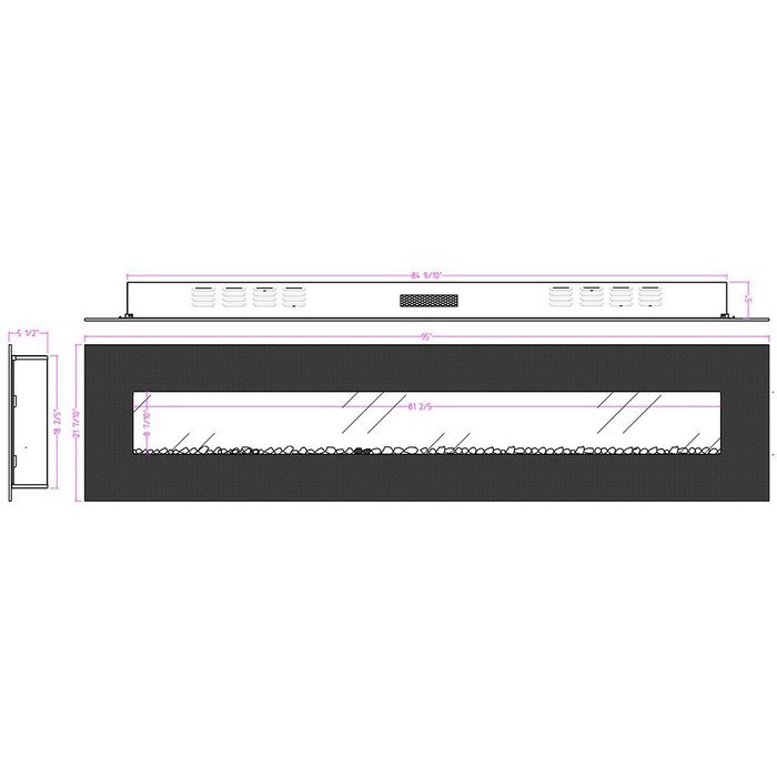 Gibson Living GL5095PF Florence 95 Inch Pebble Wall Mounted Electric Fireplace N2