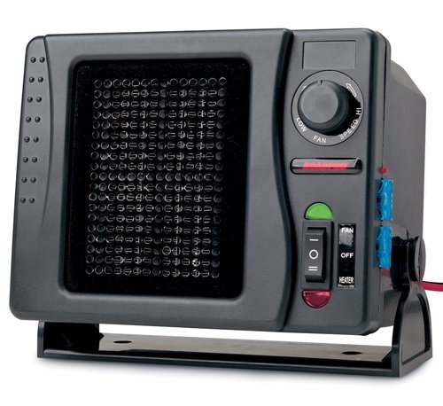 RoadPro RPSL-681 12V Direct Hook-Up Ceramic Heater/Fan with Swivel Base