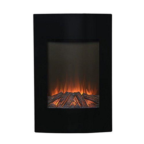 Black Metal 35-inch Tall Wall Mount Remote Controlled Electric LED Firebox N3