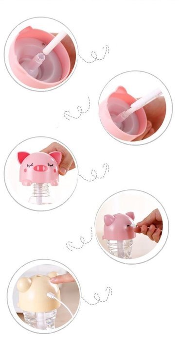 Dacawin USB Mini Cartoon Bottle Cap Humidifier Office Air Diffuser (Black) N13