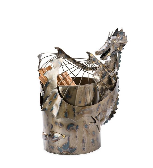 Metal Dragon Fatwood Holder with 5 lbs. of Fatwood, in Antique Copper Finish