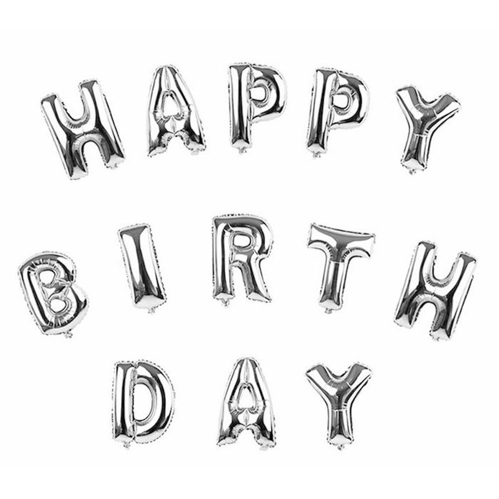 Vktech® Aluminum foil membrane Happy birthday Silver/Gold set party balloons party (Silver)