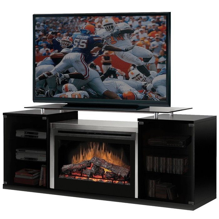 Dimplex Marana TV Stand with Electric Fireplace in Black - Logs