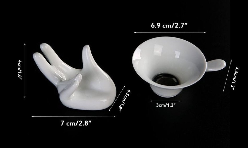 Porcelain Ceramic Tea Strainer Filter Colander And Guanyin Buddha Hand Style Support Holder - Essential Tools...