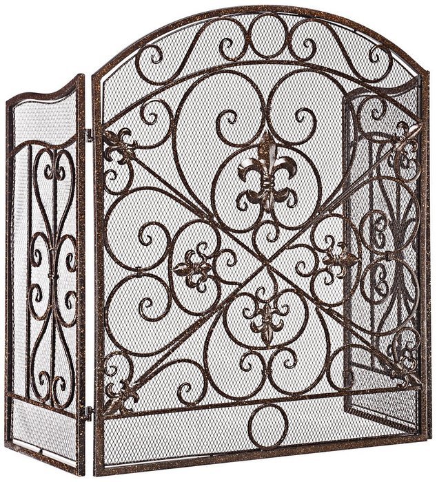 Parrish 31" High Bronze 3-Panel Fireplace Screen N4