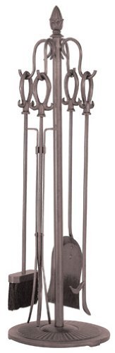 Uniflame, F-1446, 5pc Vintage Copper Fireset with Bow Loop Handles