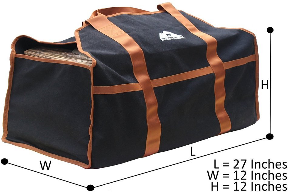 Northern Outback Firewood Carrier Log Tote - LUMBERJACK Edition - BEST Firewood Carrier 16oz Canvas Log Tote N9