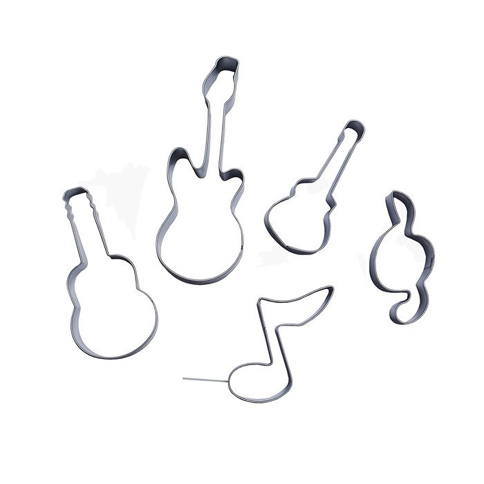 Yunko 5pcs Bass Guitar Music Notes Qute Stainless Steel Cookie Cutter Fondant Cutter Cake Cake Decoration Tools...