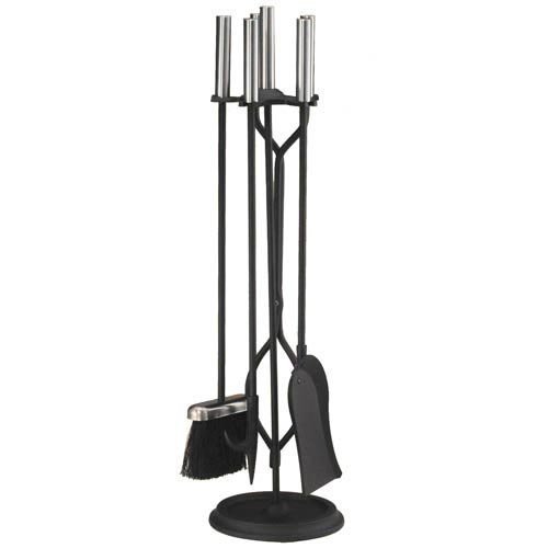 Adams Fireplace X830854 5 Piece Toolset - Black with Pewter Handles