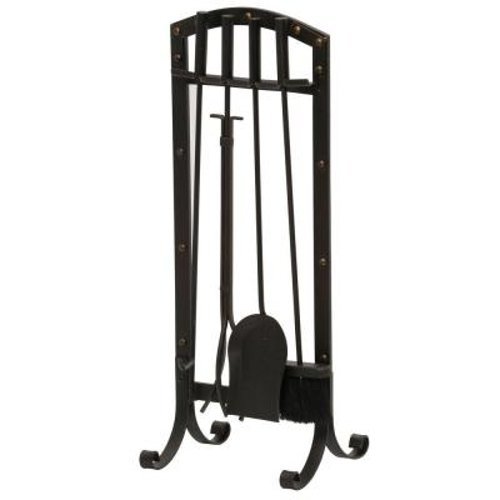 Wazee Five Piece Fireplace Tool Set, Heavy Duty Black Steel with Oil-Rubbed Bronze Accents - Tend To Your Fire... N3