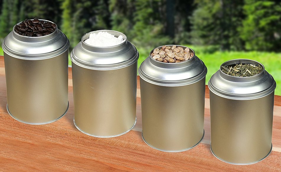 4-Pack Tea Storage Tins, Large Tea Storage Tins with Stay Fresh Double Lids (Set of 4) N2