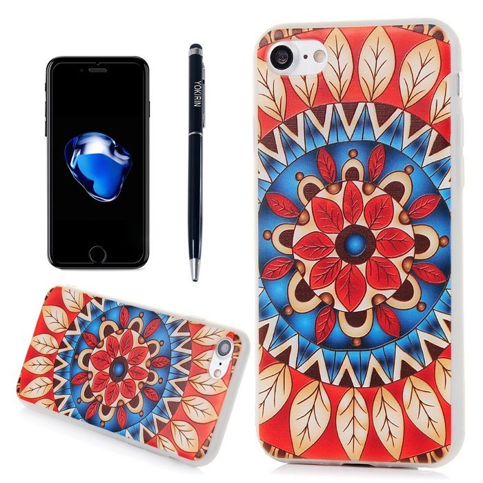 iPhone 7 Case (4.7"), YOKIRIN Printed 3D Relief Mandala Flowers Slim Fit Soft Flexible TPU Rubber Gel Anti Scratch... N6