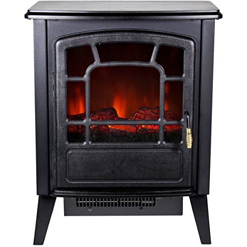 Warm House Bern Black Metal Retro-style Floor-standing Electric Fireplace