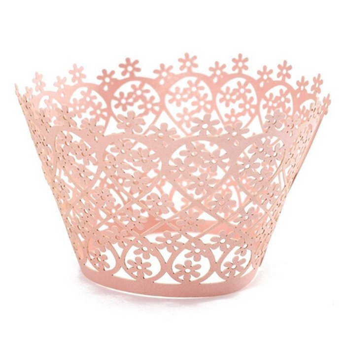 HUAL Cupcake Wrappers 50 Filigree Artistic Bake Cake Paper Cups Flowers Lace Laser Cut Liner Baking Cup Muffin... N4