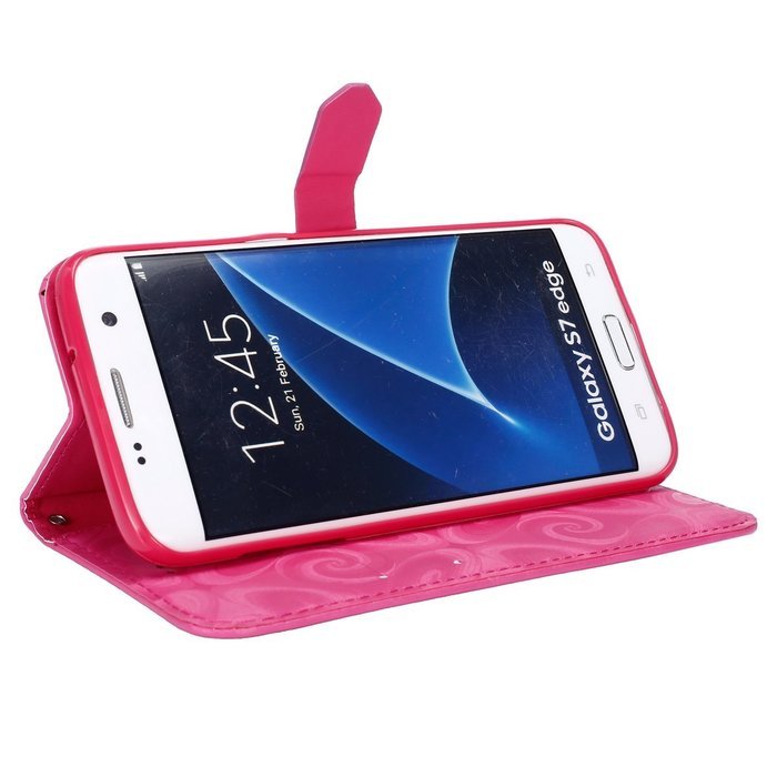 Galaxy S7 Edge Wallet Case, PHEZEN Bling Liquid Glitter Love Heart Floating 3D Hourglass Luxury Pu Leather Magnet... N18