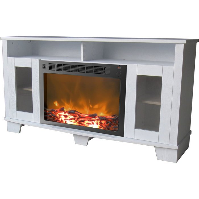 Cambridge Savona Fireplace Mantel with Electronic Fireplace Insert, White N2