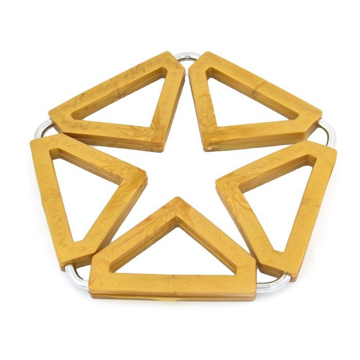 Soft Plastic Pentagon Shape Heat Resistant Cup Pad Table Mat Brown