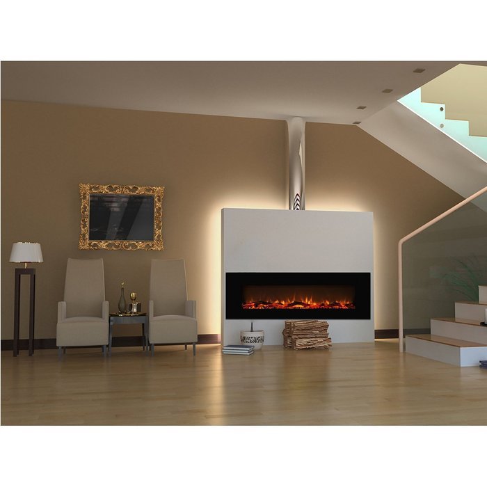 Elite Flame Ashford 50" Electric Wall Mounted Fireplace Black N3