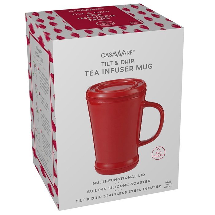 casaWare Tilt and Drip Tea Infuser Ceramic Mug, 14-Ounce (Matcha Green) N7