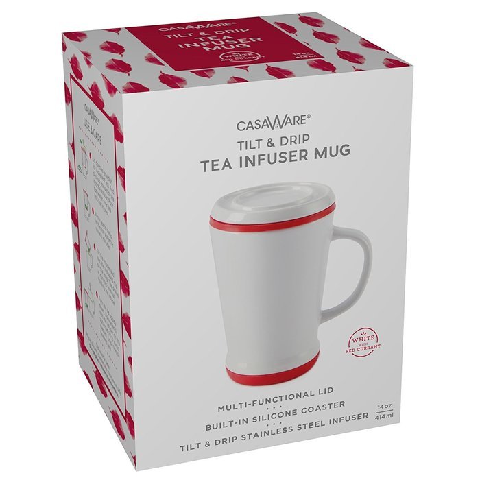 casaWare Tilt and Drip Tea Infuser Ceramic Mug, 14-Ounce (Matcha Green) N8