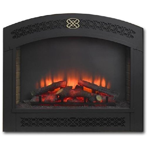 Outdoor GreatRoom Company Full Arch Electric Fireplace Front for GBI-41 in Matte Black