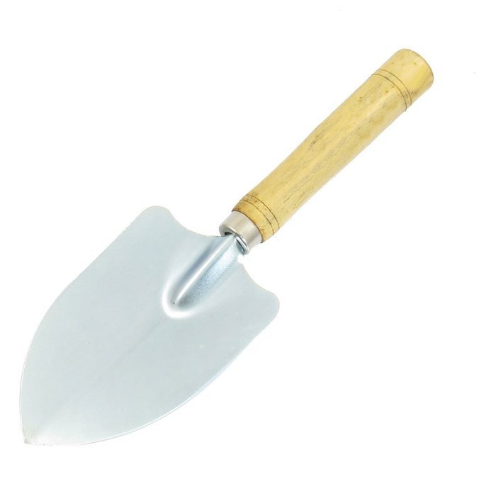 uxcell Wooden Handle Metal Head Garden Shovel 11.8 Inch Long Silver Tone