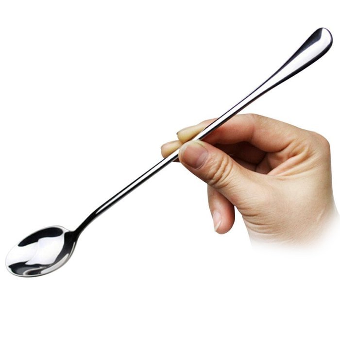 EXIU 2PCS Stainless Steel Cocktail Coffee Latte Ice Cream Soup Tea Long Spoons