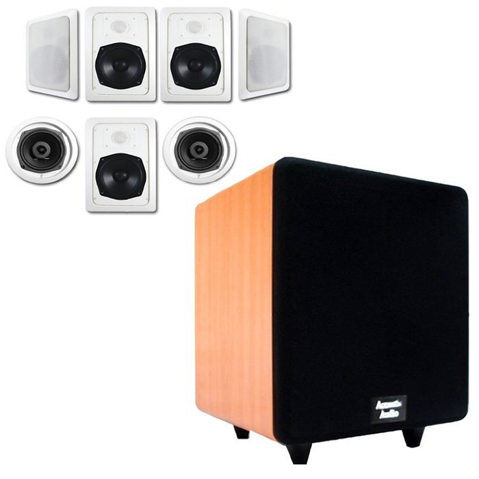 Acoustic Audio HT-57 In-Wall/Ceiling 7.1 Home Theater Speakers and 15" Powered Sub HT-57-CS15C