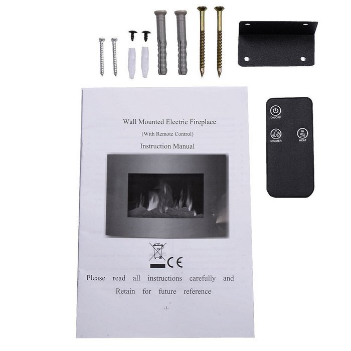 Wall Mount Fireplace Heater 35" XL Large 1500W Adjustable Electric With Remote 2in1 Heater & Decoration N5
