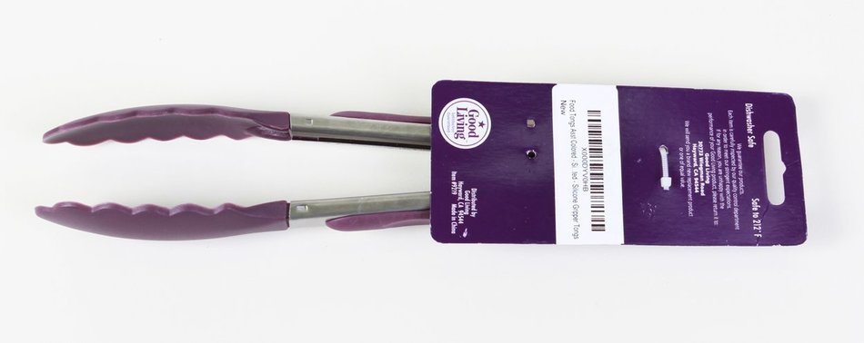 Good Living Silicone-Coated Set of Locking Food Tongs for Cooking on Non-Stick Cookware, Purple, 1-pack N5