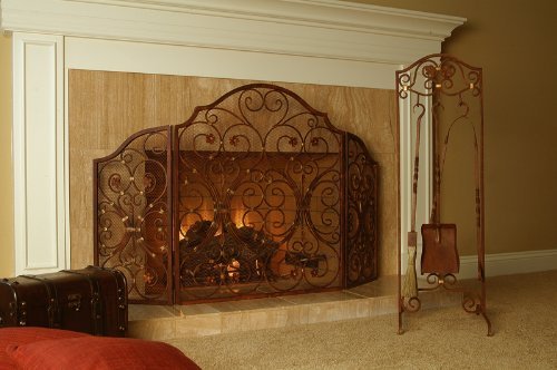 Iron Provincial Fireplace Screen - Triple Panel