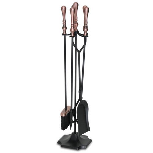 Napa Forge 19035 Black 5 Piece Kentfield Fireplace Tool Set with Antique Copper Handles