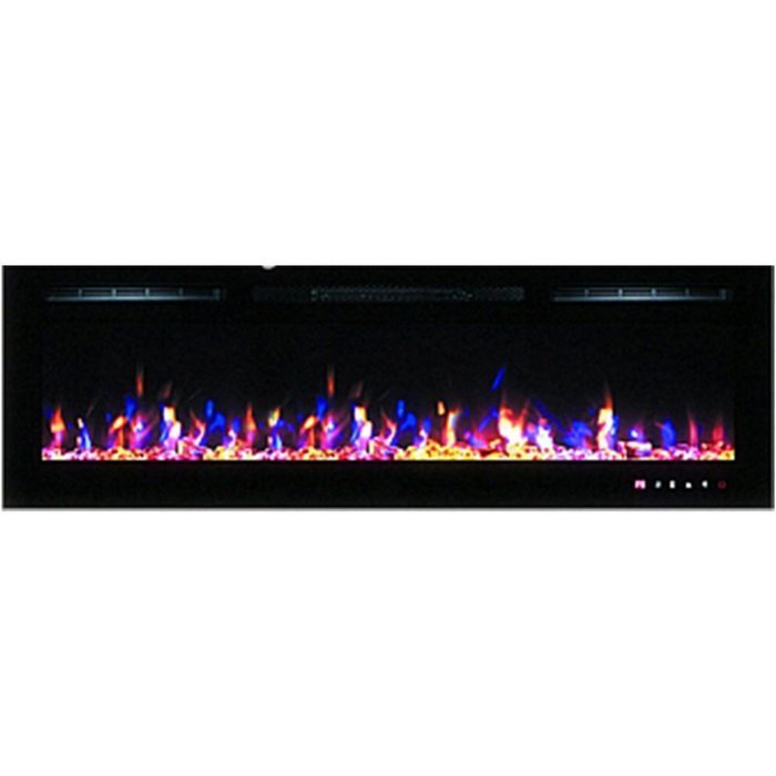 MCM3 100'' Wall Mounted/Build-in Electric/Smokeless Fireplace,Black,W100''XD5.5''XH21.5'',Fuel Crystal,Overheat...
