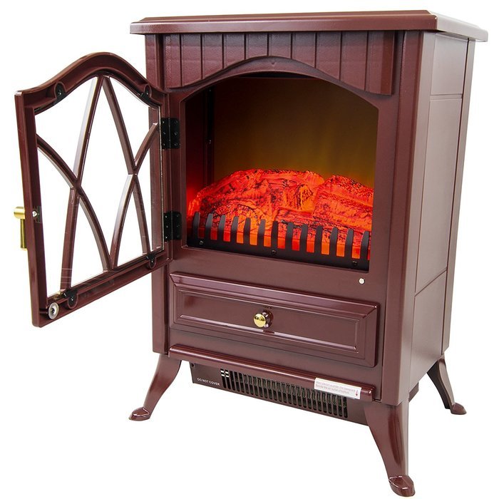AKDY 16" Red Freestanding 3D Flame Electric Log Set Fireplace Heater AZ-18D2P-RED