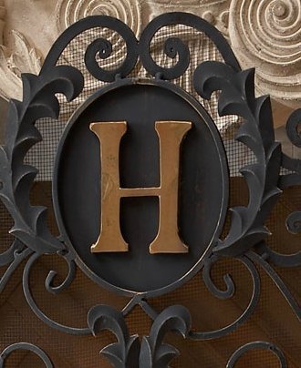 Monogrammed Curved Old World Iron Fireplace Screen N4