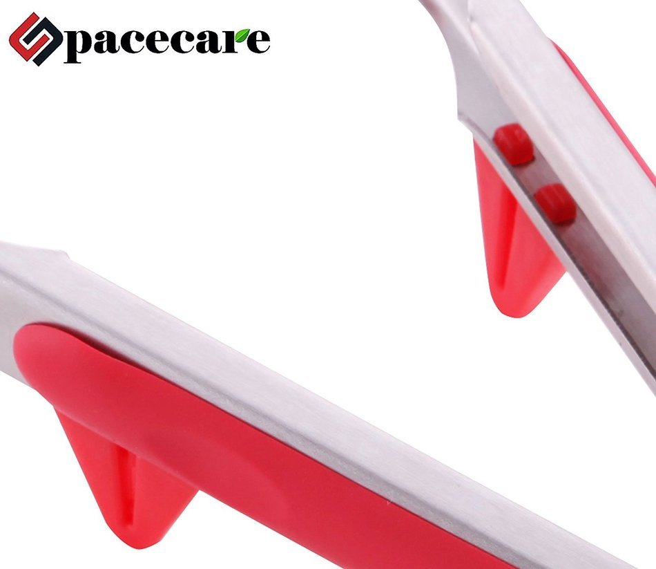 SPACECARE Kitchen Cooking Stainless Steel Tongs with Red Silicone Tips (9 Inch and 12 Inch) and Grill BBQ Sauce... N4