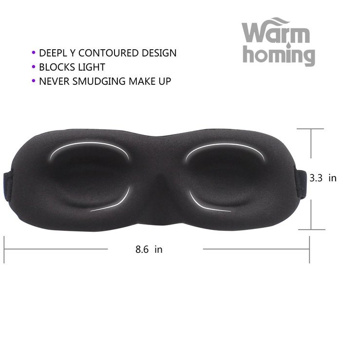 Sleep Mask- Contoured & Comfortable Eye Mask for Sleeping & Free Ear Plugs Carry Pouch. Lightweight 3D Blindfold... N3