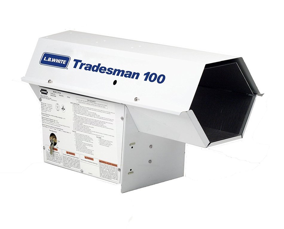 L.B. White CP100 Tradesman 100 Portable Forced Air Propane Heater, 100,000 Btuh