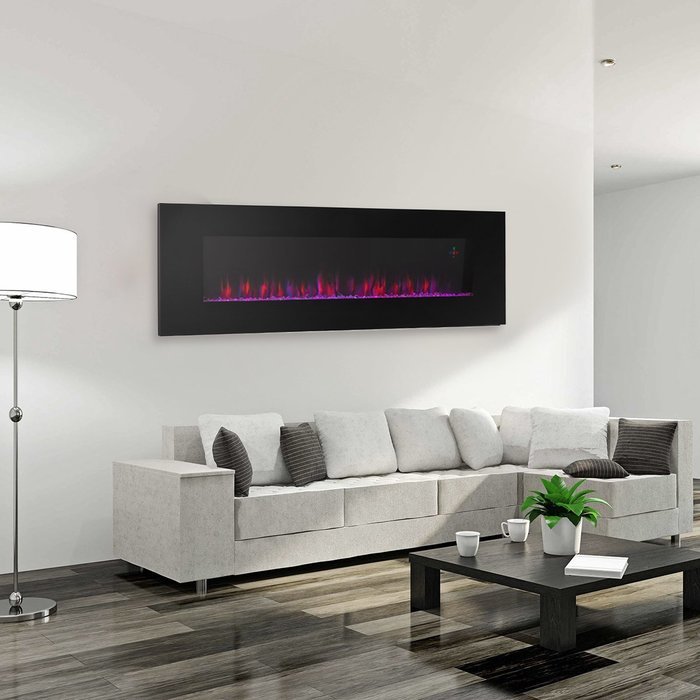 XtremepowerUS Allure Linear Wall Mount Smokeless Electric Fireplace, 50-inch Wide N4